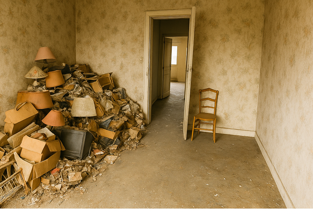 Voor huis leegmaken - volle kamer